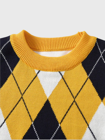 Boys Knit Argyle Sweater