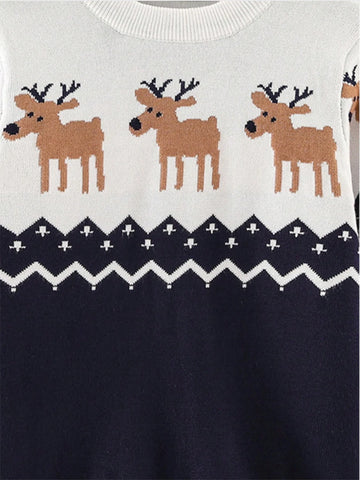 Boys Reindeer Chevron Knit Sweater