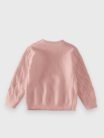 Girls Cable Knit Sweater with Mini Bows