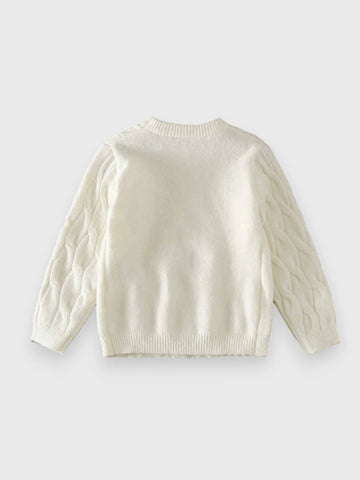 Girls Cable Knit Sweater with Mini Bows