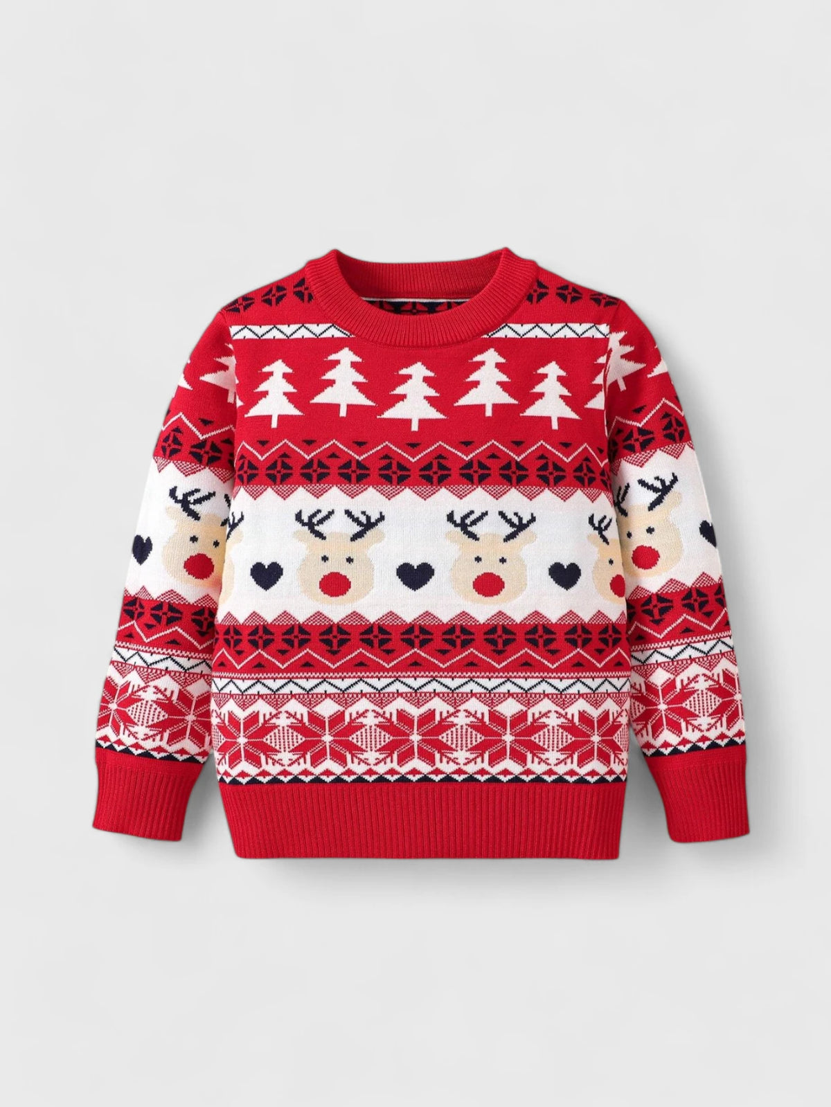 Girls Christmas Print Knit Sweater