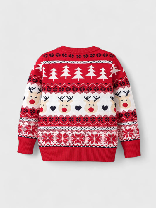 Girls Christmas Print Knit Sweater