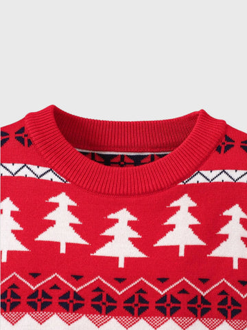 Girls Christmas Print Knit Sweater