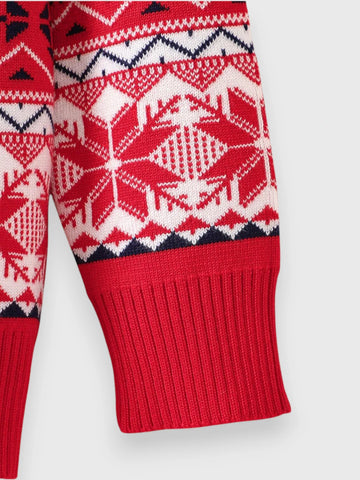 Girls Christmas Print Knit Sweater