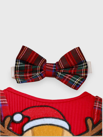 2 in 1 Baby Girl Reindeer Plaid Bodysuit