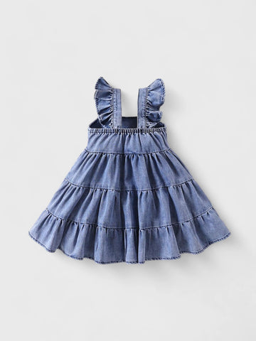 Baby Girl Ruffle Chambray Dress