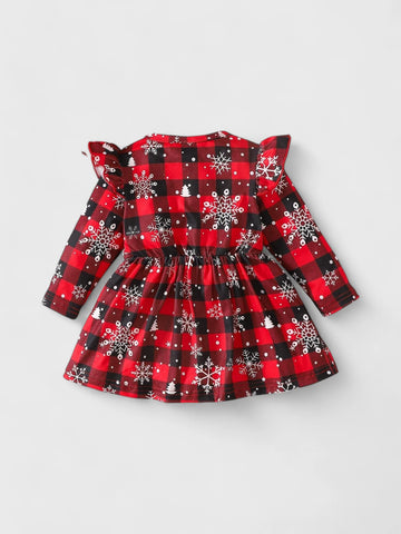 2 Pc Baby Girl Holiday Print Dress w/Headband