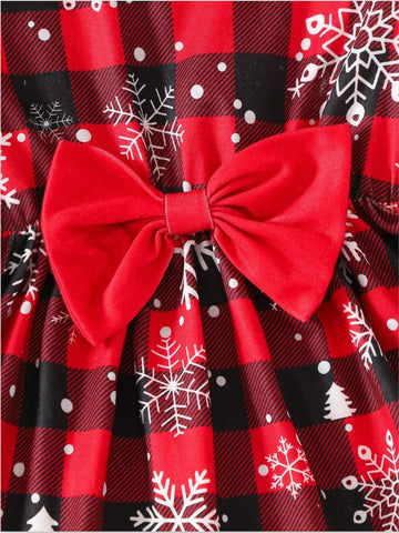 2 Pc Baby Girl Holiday Print Dress w/Headband