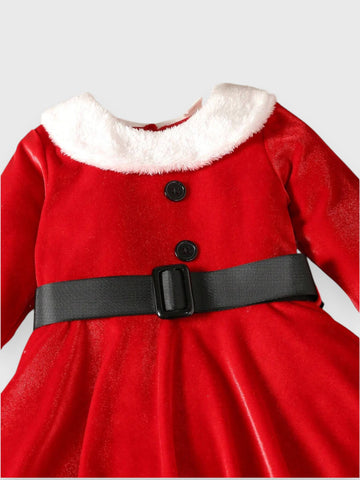 Baby Girl Belted Santa Dress