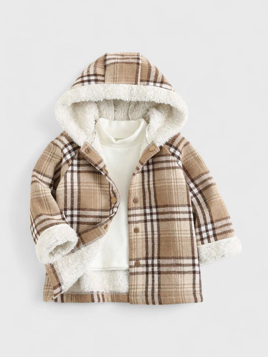 Baby Fleece Sherpa Lined Plaid Jacket