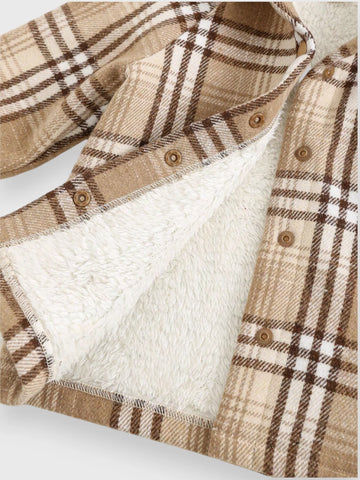 Baby Fleece Sherpa Lined Plaid Jacket