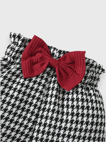 3 Pcs Baby Girl Houndstooth Pants Set