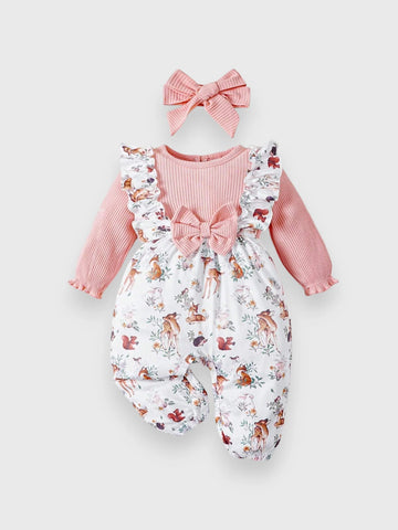 2 Pc Baby Girl Wild Woodland Animals Romper