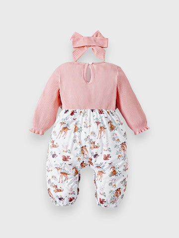 2 Pc Baby Girl Wild Woodland Animals Romper