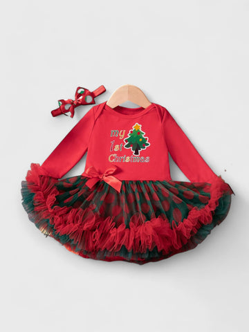 2 Pc Baby Girl 1st Christmas Tutu Dress