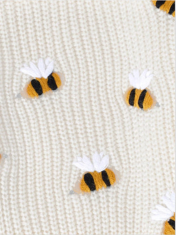 Baby Girl Bee Embroidered Sweater