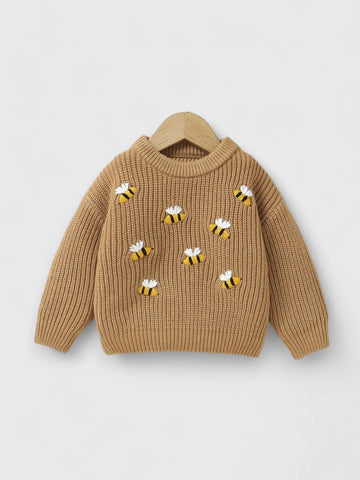 Baby Girl Bee Embroidered Sweater