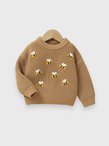 Baby Girl Bee Embroidered Sweater