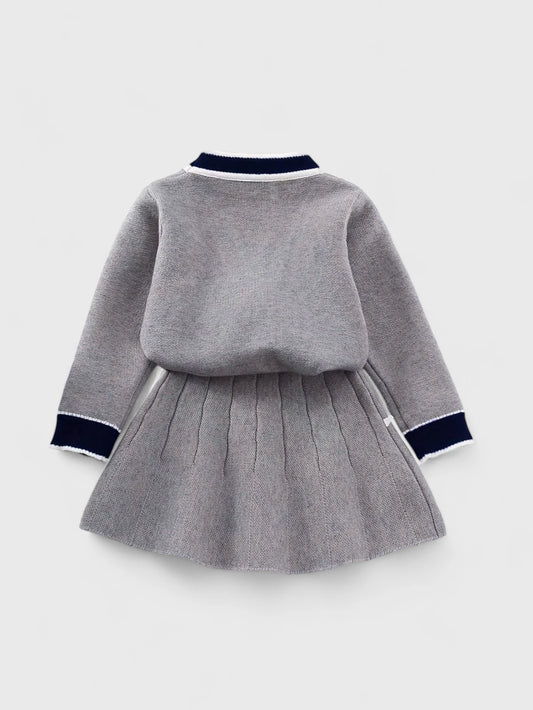 2 Pc Girl Cardigan and Skirt Knit Set