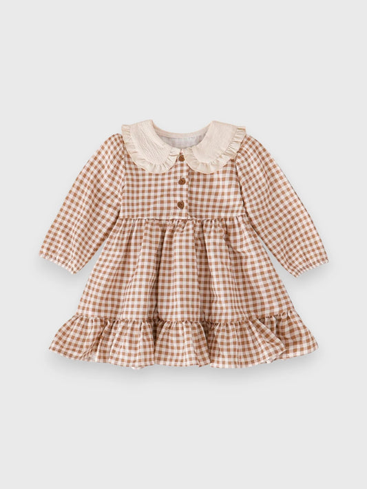 Baby Girl Autumn Gingham Collar Dress