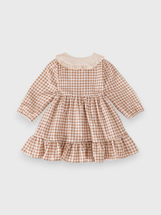 Baby Girl Autumn Gingham Collar Dress