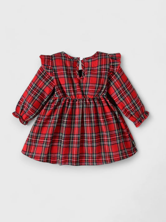 Baby Girl Retro Plaid Holiday Dress