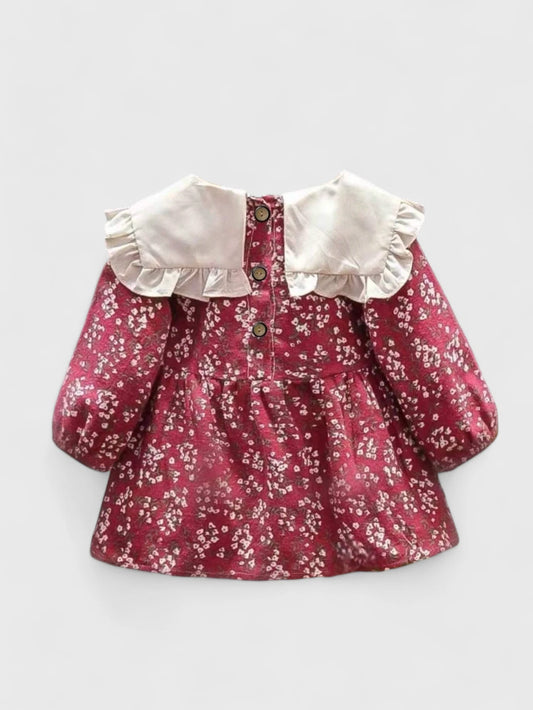 Baby Girl Square Collar Ditsy Floral Dress