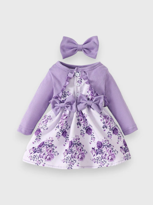 2 Pc Baby Girl Faux Bolero Floral Dress