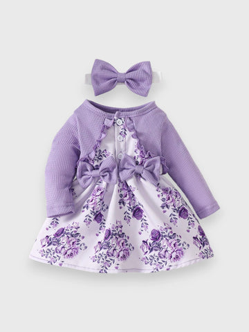 2 Pc Baby Girl Faux Bolero Floral Dress