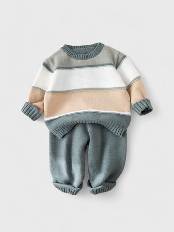 2 Pc Baby Boy Stripe Sweater Set