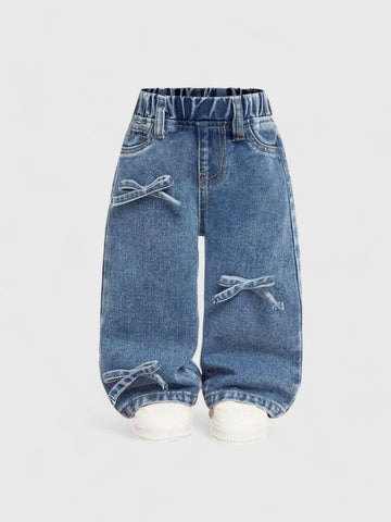 Baby Girl Bow Wide Leg Jeans