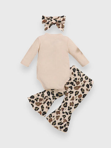 3 Pc Baby Girl Leopard Flare Pants and Bodysuit