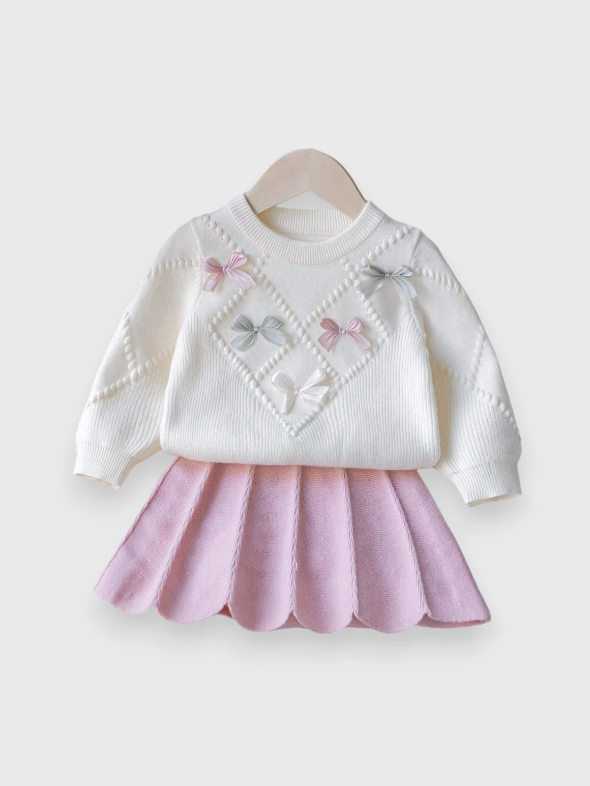 Baby Girl Bow Knit Sweater & Skirt Set