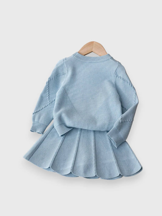 CL-Baby Girl Bow Knit Sweater & Skirt Set