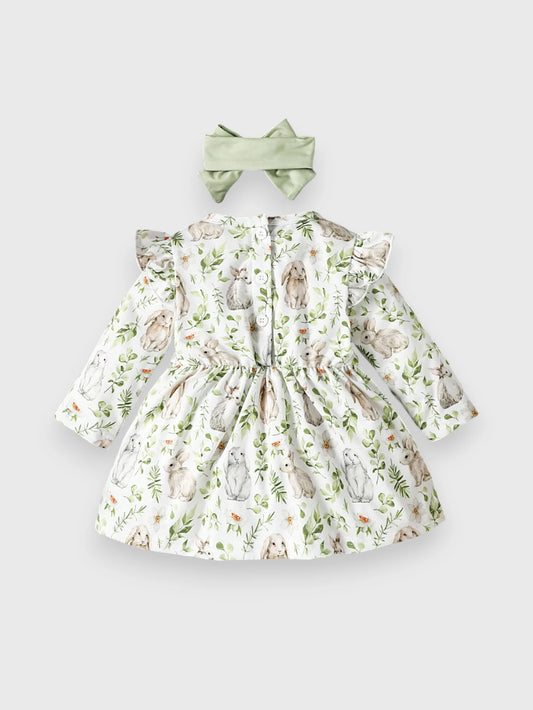 2 Pc Baby Girl Bunny and Leaves Dress
