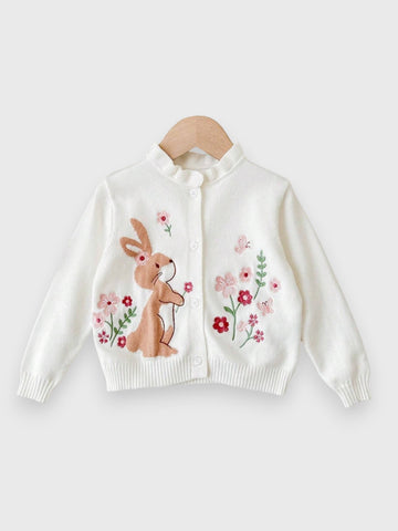 Baby Girl Bunny Embroidered Cardigan