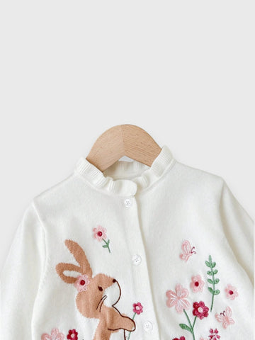 Baby Girl Bunny Embroidered Cardigan