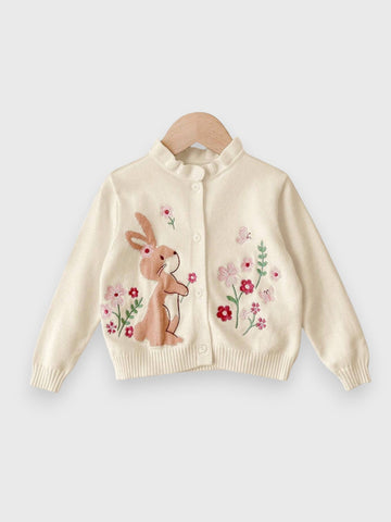 Baby Girl Bunny Embroidered Cardigan