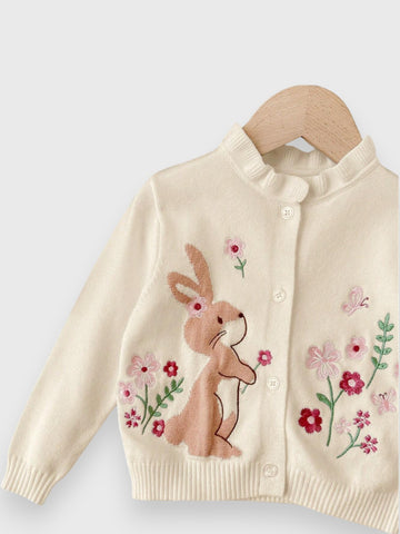 Baby Girl Bunny Embroidered Cardigan