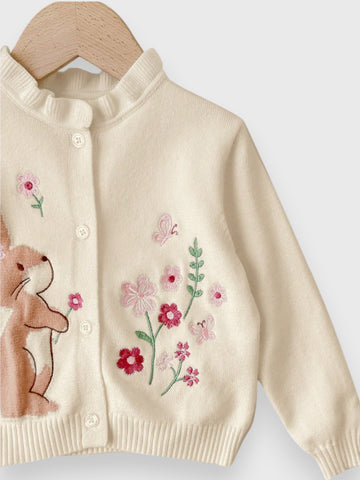 Baby Girl Bunny Embroidered Cardigan