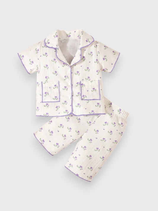 Baby Girl Mini Flower Print Pyjama Set