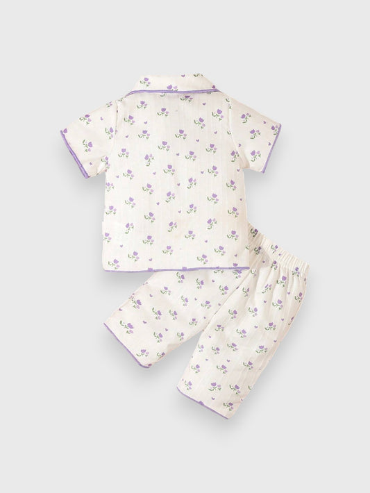 Baby Girl Mini Flower Print Pyjama Set