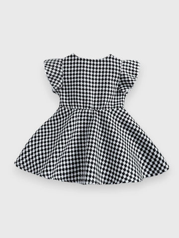 Baby Girl Square Neck Houndstooth Dress