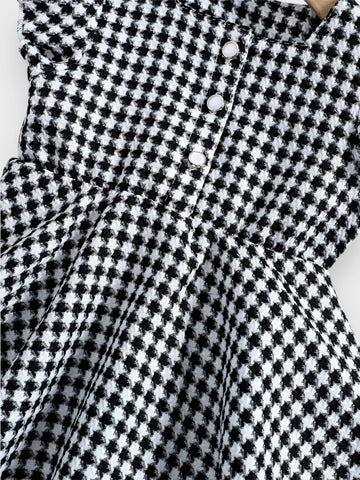 Baby Girl Square Neck Houndstooth Dress