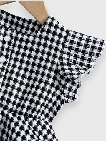 Baby Girl Square Neck Houndstooth Dress