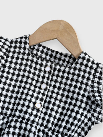 Baby Girl Square Neck Houndstooth Dress