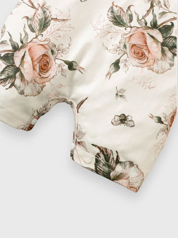 2 Pcs Baby Girl Vintage Rose Print Romper