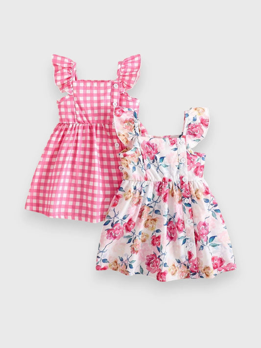 2 Pc Baby Girl Summer Print Dresses