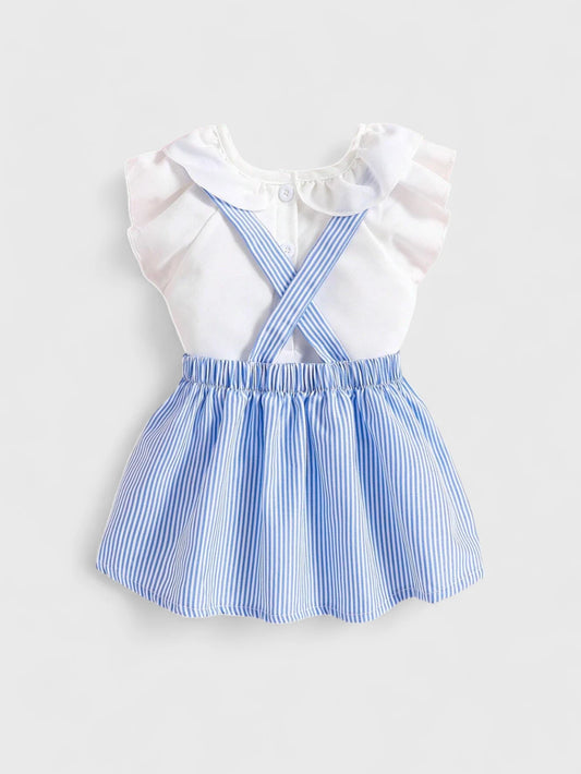 2 Pc Baby Girl Overall Stripe Dress