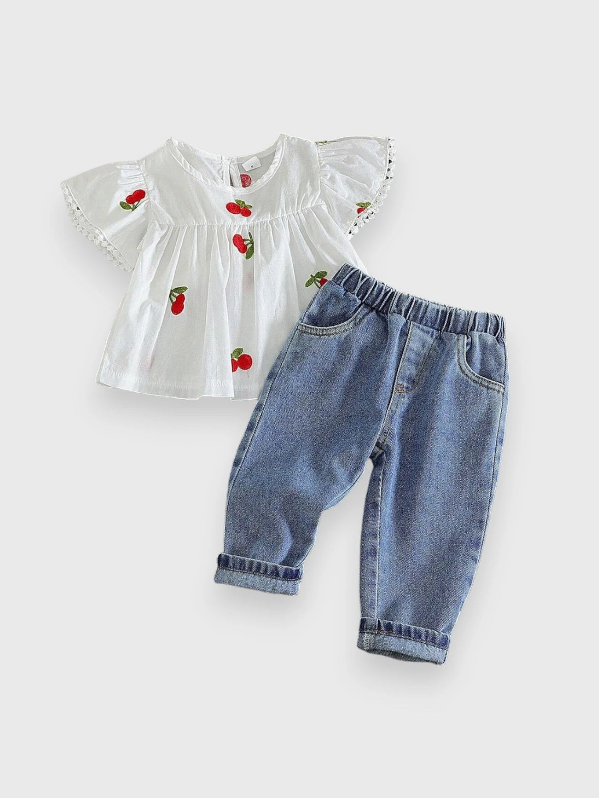 2 Pc Baby Girl Cherry Top with Jeans